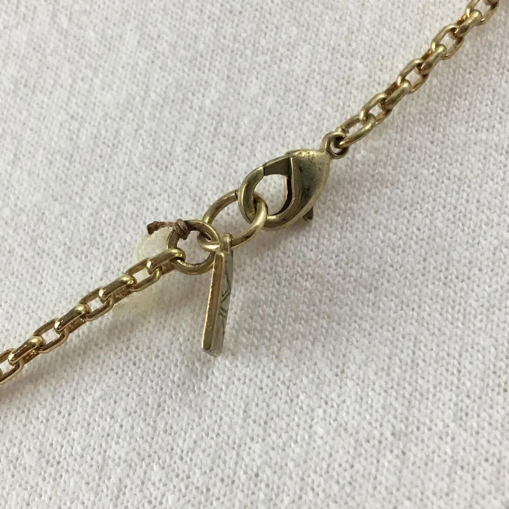 Anne Klein Vintage AK Faux Button Pearl Gold Tone Chain 36in Rope Necklace